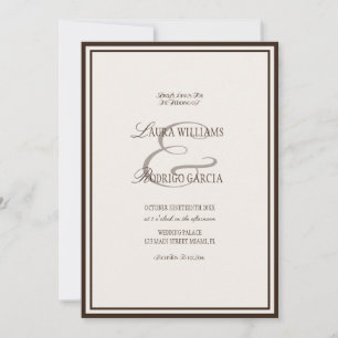 Convite Casamento Luxuoso Marfim Marrom Antigo
