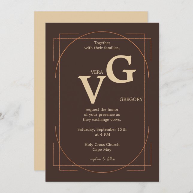 Convite Casamento Luxuoso Moderno das Linhas de Ouro Elega (Frente/Verso)