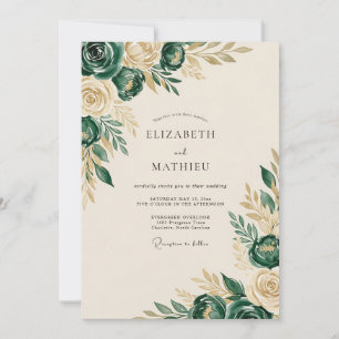 Convite Casamento Luxuoso na Floresta Verde Esmeralda
