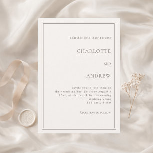 Convite Casamento luxuoso silencioso simples e elegante em