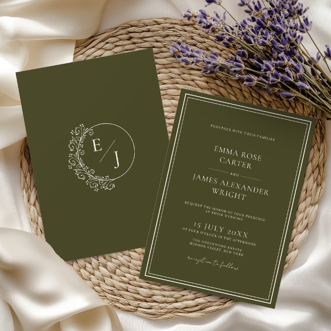 Convite Casamento Luxuoso Verde Oliva Dinheiro Antigo Eleg (Criador carregado)