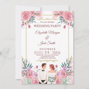 Convite Casamento Luxurioso Boho Floral Greenery