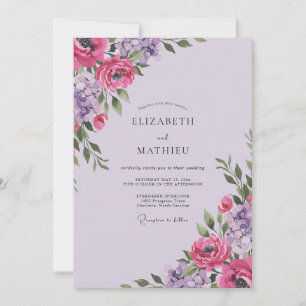 Convite Casamento Magenta Ameixa Ranunculus Eucalipto Empo