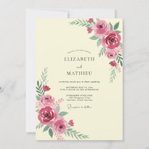 Convite Casamento Magenta Ranunculus Eucalipto Silenciado