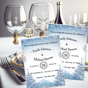 Convite Casamento Mágico de Natal no Monte Azul de Inverno