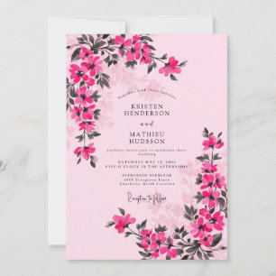 Convite Casamento Mágico de Primavera em Magenta