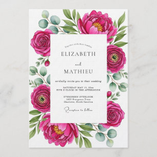 Convite Casamento Mágico Floral Magenta
