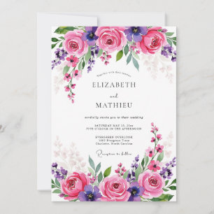 Convite Casamento Magnífico de Primavera Rosa