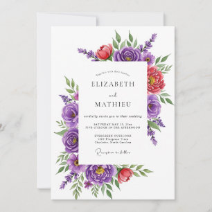 Convite Casamento Magnífico de Primavera Roxo