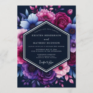 Convite Casamento Magnífico e Temperamental Azul-Navy