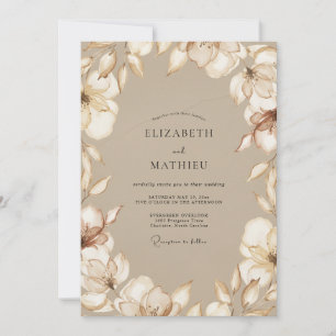 Convite Casamento Magnólia Bege