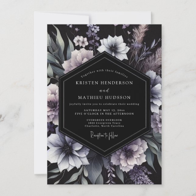 Convite Casamento Mal-humorado Floral Ameixa (Frente)