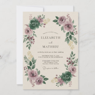Convite Casamento Malva Esmeralda Temperamental de Inverno