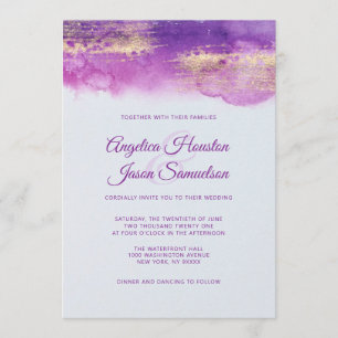 Convite Casamento malva roxo do Lilac da aguarela moderna