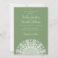 Casamento Mandala Abstrato em Verde Sage Moss
