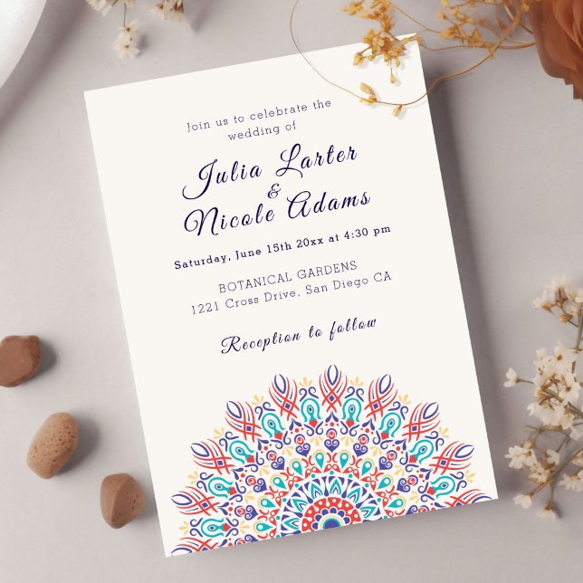 Convite Casamento Mandala de Grama Pampas Seca Pena Macia (Criador carregado)