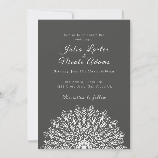 Convite Casamento Mandala de Grama Pampas Seca Pena Macia (Frente)