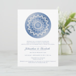 Convite Casamento Mandala de Renda Azul