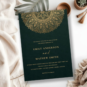 CONVITE CASAMENTO MANDALA DO ORNAMENTADO CLÁSSICO DOURADO