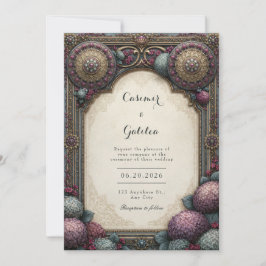 Convite Casamento Mandala em Azul-Turquesa e Ameixa