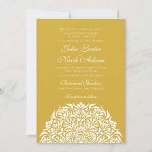 Convite Casamento Mandala Floral Caprichoso Dourado Metáli