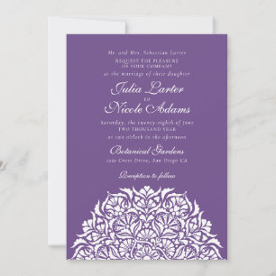 Convite Casamento Mandala Floral Caprichoso Violeta Roxo