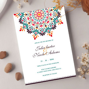 Convite Casamento Mandala Floral Rústico Boho Sol Nascente