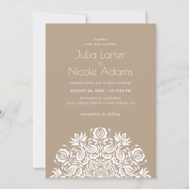 Convite Casamento Mandala Flores Lótus Cisnes Sussurros (Frente)