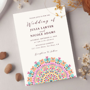 Convite Casamento Mandala Florescente Terreno Mexicano Ret