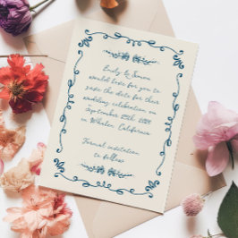 Convite Casamento manuscrito branco doce Salve a data