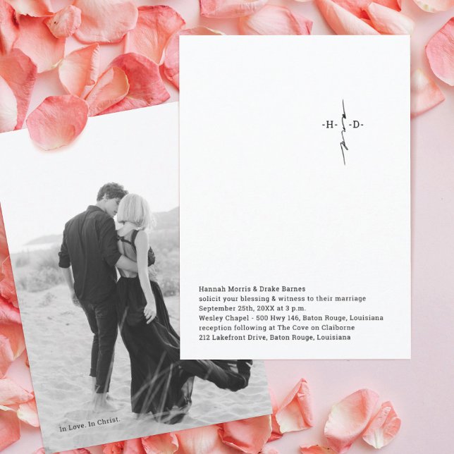 Convite Casamento Mão-Chic Com Letra Monogramada (Criador carregado)