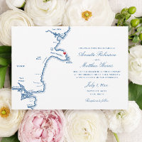 Casamento Mapa Elegante Marinho York Maine