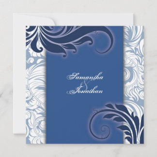 Convite Casamento - Maravilhas Elegantes Azuis e Brancas