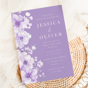 Convite Casamento Maravilhoso de Flores de Lavanda Roxo