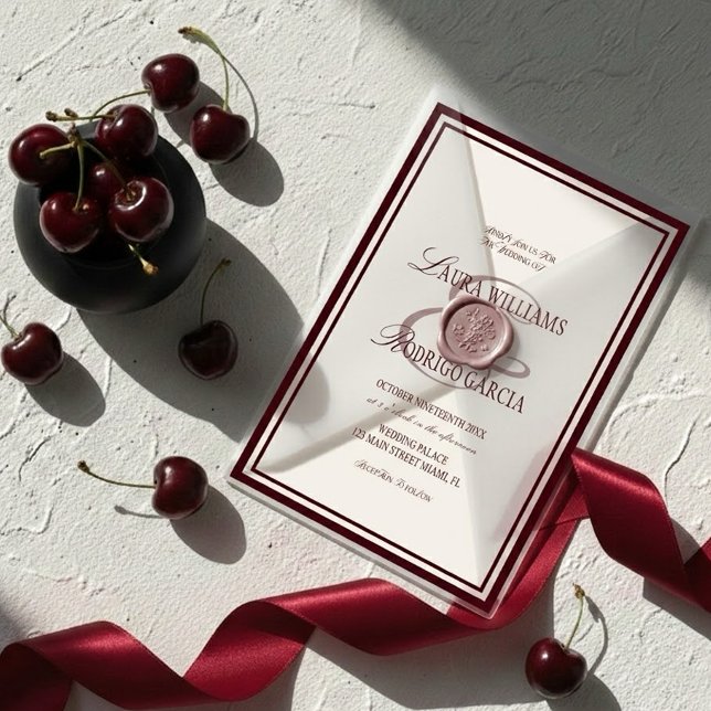 Convite Casamento Marfim Borgonha (Criador carregado)