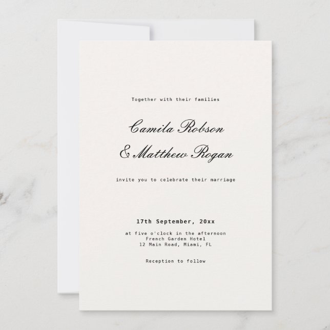 Convite Casamento Marfim e Preto  (Frente)