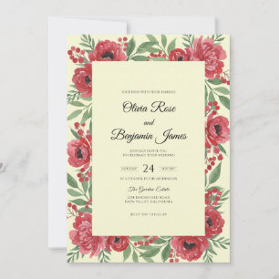 Convite Casamento Marfim Papoula Carmesim