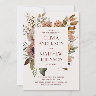 Convite Casamento Marfim Suave Floral + QR Aquarela Boho