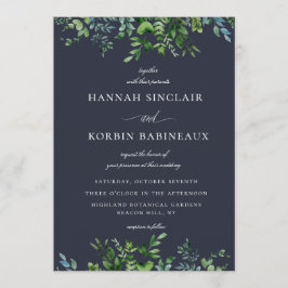 Convite Casamento Marinho Azul Da Fronteira Da Floresta Rú