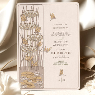 Convite Casamento Mariposa Libélula Época Bella Arte Nova
