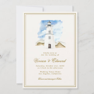 Convite Casamento Marítimo Costeiro do Farol de Cores Aquá