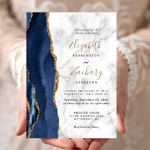 Casamento Mármore Azul Naval Dourado Ágata Moderno