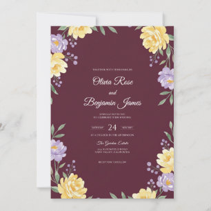 Convite Casamento Marrom-Amarelo Ranunculus Eucalipto Sile