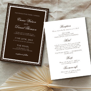 Convite Casamento Marrom Chocolate Elegante Detalhes Recep