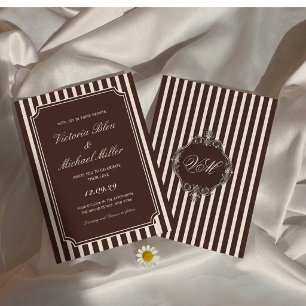 Convite Casamento Marrom Chocolate Escuro Vintage Old Mone