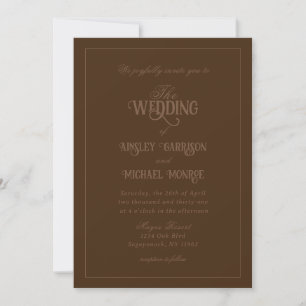 Convite Casamento Marrom Chocolate Luxuoso Moderno e Elega