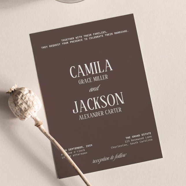 Convite Casamento Marrom Chocolate Moderno (Criador carregado)