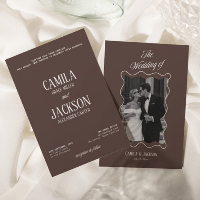 Convite Casamento Marrom Chocolate Moderno (Criador carregado)