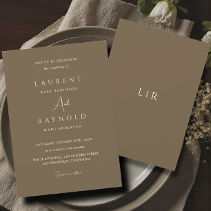 Convite Casamento Marrom Elegante Minimalista Moderno