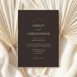 Convite Casamento Marrom Elegante Simples Moderno